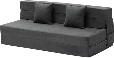 Klapbank met kussens - Uittrekbare slaapbank - Ontspannen in huis - Traagschuim met hoge dichtheid - 206 cm breed - Donkergrijs