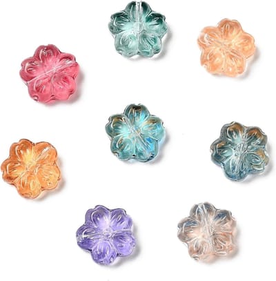 200 stuks willekeurige kleur transparante glazen bloem kralen kersenbloesem kralen voor sieraden maken