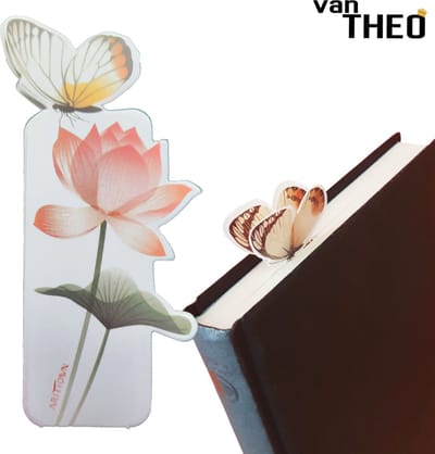 van Theo® Boekenlegger Vlinder & Bloem – Bladwijzer - Bookmark – Kaartje – Lotus - Kleine Cadeautjes