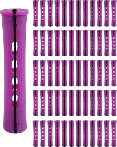 Permanente Krulstaven - Haarrollers Krullers - Haar Krullen - Hittevrij en Chemisch Vrij - 60 Stuks - Paars