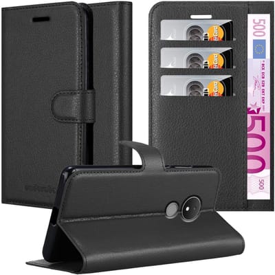 Cadorabo Hoesje geschikt voor Nokia C21 in PHANTOM ZWART - Beschermhoes met magnetische sluiting, standfunctie en kaartvakje Book Case Cover Etui