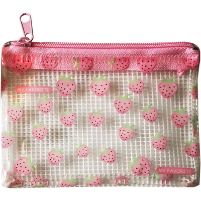 Sac à crayons en PVC, joli sac à crayons, dossier de fichiers de dessin animé, pochette en maille cosmétique, organisateur avec fermeture éclair pour l'école Mini