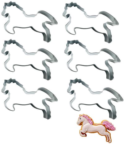6 stuks Koekjesvormen - Paardvormige koekjesvormen - Bakaccessoires van roestvrij staal -Bakbenodigdheden - Geschikt voor zelf bakken, fondantbakkers, familiebijeenkomsten en feestjes - Zilver
