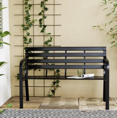 Tuinbank Zwart Staal – 110×48×74 cm | Zithoogte 41 cm | Inclusief Beschermhoes