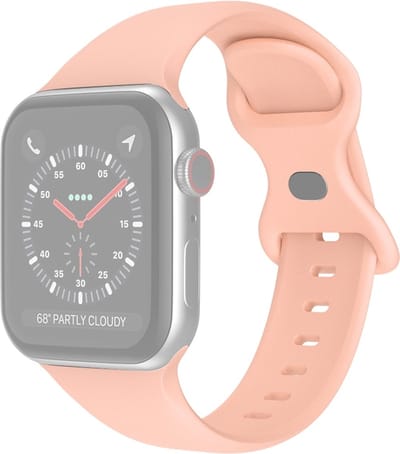 Siliconen bandje - geschikt voor Apple Watch series 1/2/3/4/5/6/7/8/9/10/11/ SE (1,2,3) / Ultra (1,2,3) met maat 44 mm / 45 mm / 46 mm / 49 mm - maat S/M - zachtroze