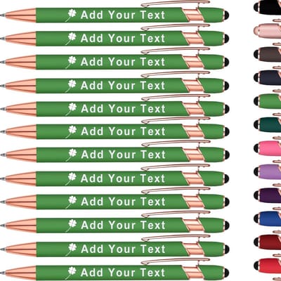 Gepersonaliseerde Pennen - Met Naam - Zakelijk Schrijven - Met Stylus Tip - 12 Kleuren - Groen