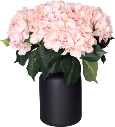 Bellatio Design Kunstbloemen boeket Hortensia tak - 8x - roze - 48 cm - Kunst zijdebloemen