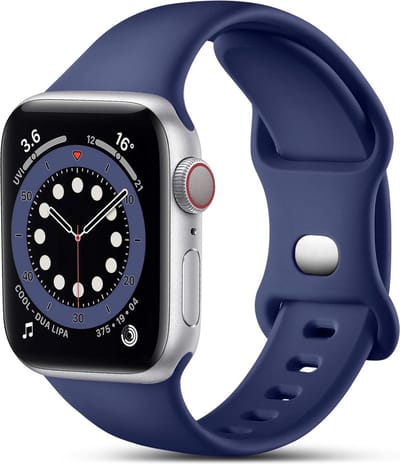 MY PROTECT - Siliconen Bandje - Geschikt Voor Apple Watch Bandje - Series 1/2/3/4/5/6/7/8/9/10/SE - 38mm - 40mm - 41mm - 42mm - Sportbandje Maat S/M - Midnight Blue