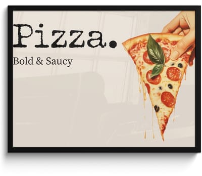 Poster in lijst - Fotolijst 70x50 cm - Posters - Pizza - Kaas - Pepperoni - Posterlijst zwart - Decoratie - Wanddecoratie woonkamer - Muurdecoratie slaapkamer