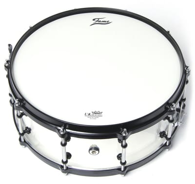 Fame Acryl Snare 14"x5,5", # Clear, zwart HW - Snare drum