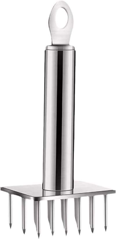 Vleesmolen Keukenhulp - Keuken Tool - Vlees Zacht Maken - Roestvrij Stalen Naalden - 21.5 cm - Zilver