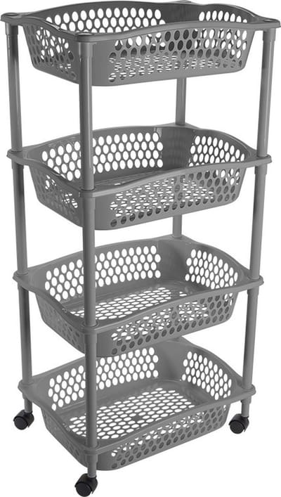 Hega Hogar Keuken opberg trolley - 4 manden - donker grijs - 86 x 41 cm - roltafel