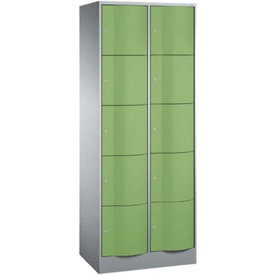 C+P Resisto lockerkast, 2 vakken, 10 vakken, B 772 x D 540 x H 1950 mm, lichtgrijs/kleedgroen