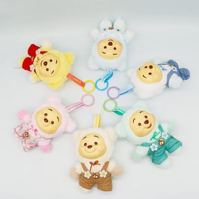 6 pièces Winnie l'Ourson Série Bonbons Kawaii Charme Visage Vinyle Poupée Ours Jouet Cadeau de Noël pour Enfants Beau Design beige