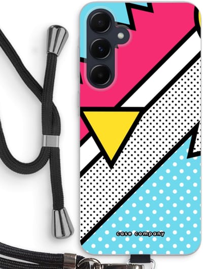 Case Company® - Hoesje met koord geschikt voor Samsung Galaxy A55 hoesje met Koord - Pop Art #3 - Telefoonhoesje met Zwart Koord - Bescherming aan alle Kanten en Over de Schermrand