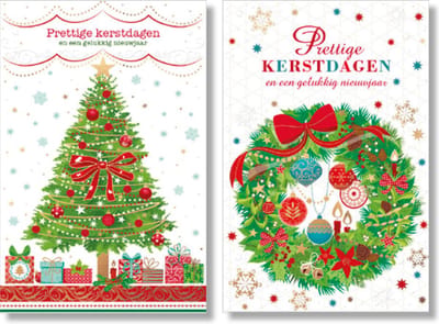 MGPcards - 2 doosjes à 10 Luxe dubbele wenskaarten - Kerst/Nieuwjaar - Foliebewerking - Witte envelop - 10.5 x 16 cm - 2 Motieven per doosje