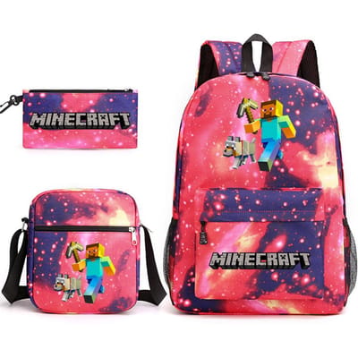 Minecraft Schooltas Game Merchandise Student Grote Capaciteit Print Drie Delige Schooltas Mannen En Vrouwen Three-piece set