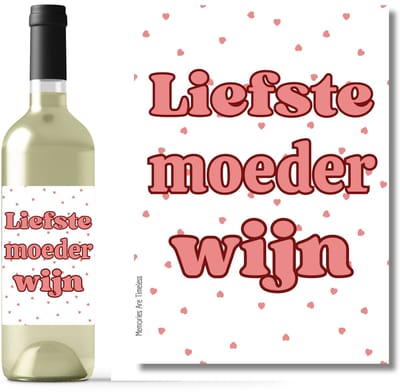 Wijnetiket "Liefste moeder wijn" - Sticker - Moederdag - DIY - Lief cadeau