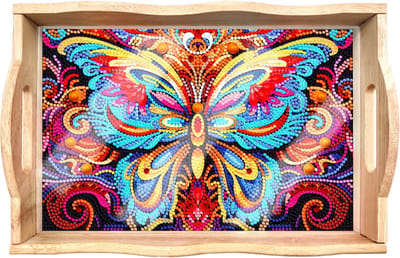Adorzy Diamond Painting Dienblad Vlinder – Diamond Painting Volwassenen – Diamond Painting Volledig Pakket - DIY Pakket