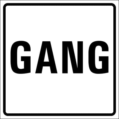 Gang sticker, wit zwart 100 x 100 mm