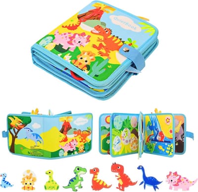 Educatief Dinosaurus Quiet Book voor Peuters - Sensorisch Activiteitenboek, Motorische Ontwikkeling, Kindercadeau