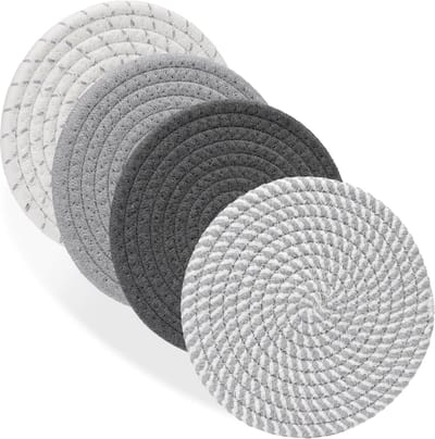 Peysaitr – 4 Stuks – Hittebestendige Onderzetters – Pannenlappen – Rond 18cm – Toplappen en Bordmatten voor Pannen, Borden en Werkbladen – Wasbaar Keukendecor Boerderijstijl