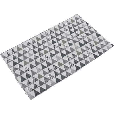 Tissu en lin Triangle géométrique Coton Lin Impression Mélange de lin Nappe Tissu pour canapé white