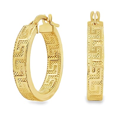 Juwelier Zwartevalk 14 karaat gouden oorbellen met meander teken - 12.062/20mm