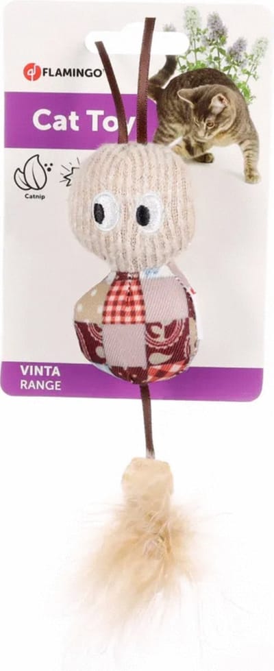 Flamingo Vinta Rups + Veer - Kattenspeelgoed - Beige