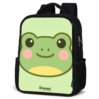 NoBoringSuitcases.com® - Rugzak zwart - Schooltas jongen & meisje - Kikker - Rugtas voor school - Boekentas kind - Schoolrugzak - Kinderrugzak