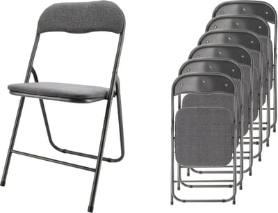 Klapstoel Premium – Vouwstoelenset 6 vouwstoelen – Grijs – bijzetstoel binnen – belastbaar tot 100kg – 45 cm Zithoogte