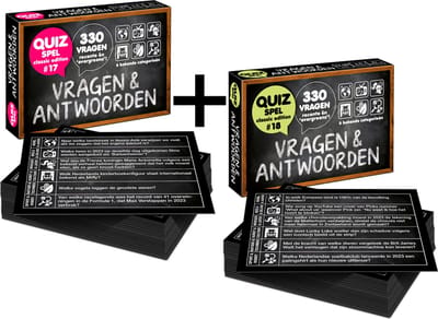 COMBI-DEAL: Vragen & Antwoorden #17 + #18 - quizpuzzels - pocketformaat Vragenspel - Kaartspel - Quizspel / Trivia Quiz / Aanvulset / Uitbreiding - totaal 660 NIEUWE NEDERLANDSE VRAGEN!