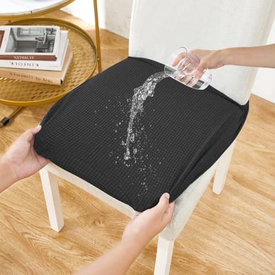 Waterdichte Elastische Stoelhoes Jacquard Eetkamerstoel Zittinghoes Meubelbeschermer Afneembaar Voor Kantoor Keuken Huisdecoratie 1PCS zwart
