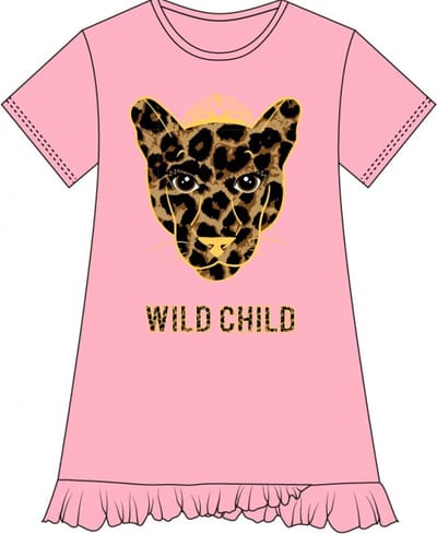 Fun2Wear - Wild Child Bigshirt | Zakje Roze - Katoen - Maat 110/116