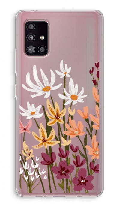 Case Company® - Hoesje geschikt voor Samsung Galaxy A51 5G hoesje - Painted wildflowers - Soft Cover Telefoonhoesje - Bescherming aan alle Kanten en Schermrand