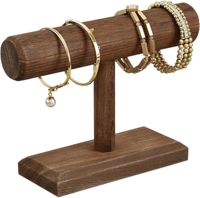 Houten Sieraden Display - Armband Houder - Winkelpresentatie Thuis - Verzwaarde Stabiele Basis - 20 x 7 x 14 cm