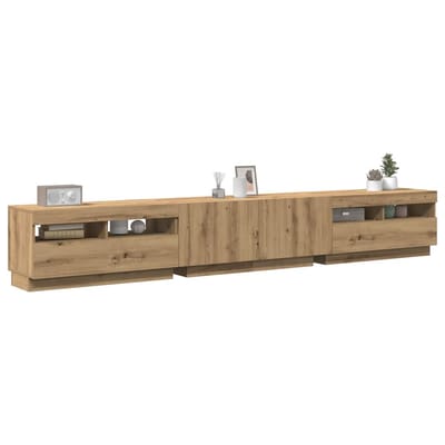 vidaXL - Tv-meubel - met - LED - 260x35x40 - cm - bewerkt - hout - artisanaal - eiken
