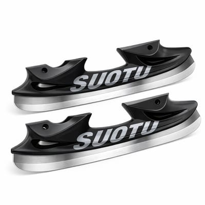 Suotu IJshockeyaccessoires - 1 Set RVS Lemmet en Beschermer voor Schaatsen - Vervangende lemmeten - Geschikt voor de Suotu S78 Skeelers Maat: EUR 28-30 - Zwart