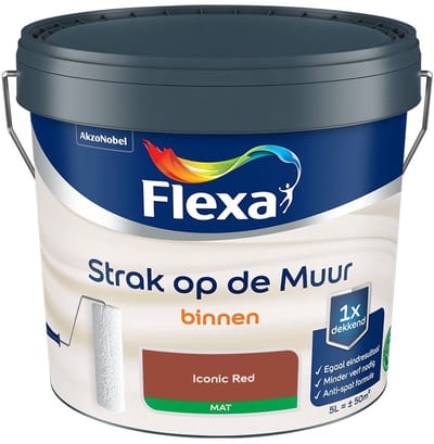 Flexa - Strak Op De Muur Binnen Mat - Iconic Red - Mengverf - 5 L