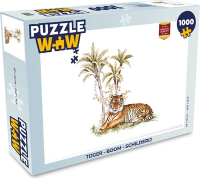 Puzzel Tijger - Boom - Schilderij - Legpuzzel - Puzzel 1000 stukjes volwassenen