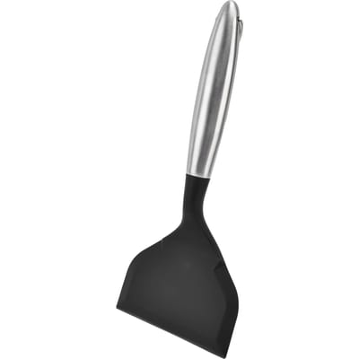 Spatules à Bouche Large avec Manche en Acier Inoxydable Antiadhésives pour Crêpes Frites Pelle pour Cuisine L gray
