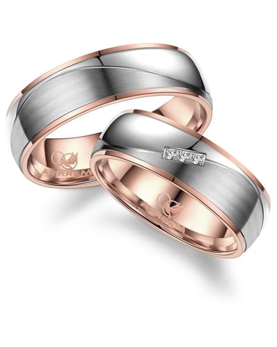 Jonline SET Trouwringen Titanium Rosé Zirkonia | Vriendschapsringen | Relatie ringen
