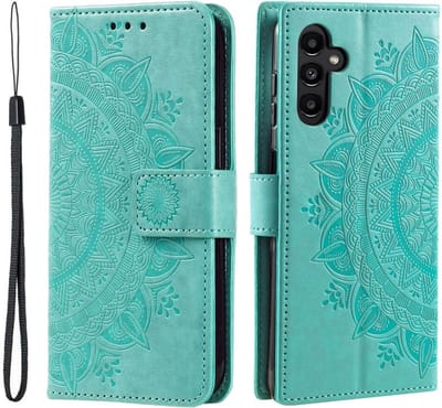 Hoesje Geschikt voor Samsung Galaxy A37 - Mandala Book Case met Pasjeshouder - Beschermhoes met Portemonnee Groen