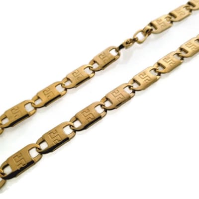 Aramat Jewels | Halskettingen | Stalen Marine Schakelketting | Goudkleur | |8mm | Staal | Volwassenen | Verkleurd niet