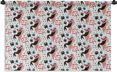 Wandkleed - Wanddoek - Zodiac - Kreeft - Patroon - 180x120 cm - Wandtapijt
