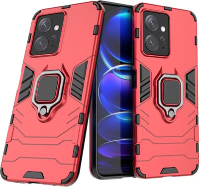 MobyDefend Hoesje - Geschikt voor Xiaomi Redmi Note 12 4G - Dubbelgelaagde Pantsercase Met Standaard - Rood