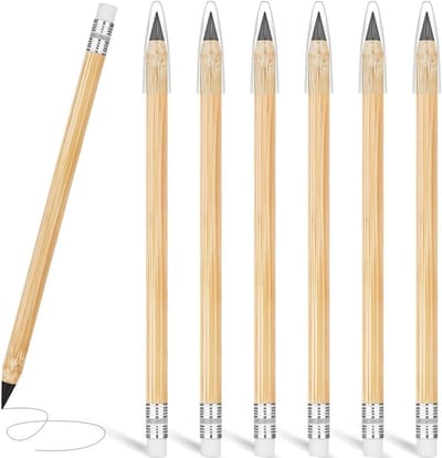 6 Stuks Inktloze Potlood, Oneindig Herbruikbaar Potlood met Rubberpunt, Ideaal voor Schrijven, Tekenen en Schoolgebruik