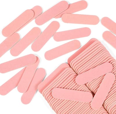 Mini Nail Files Double-Sided Bulk Nail Buffer for Women Girls Fingernail Acrylic Nail File Set Professional 180/240 Grit Manicure Tool (Pink)