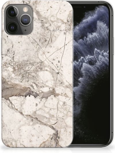 Apple iPhone 11 Pro TPU Siliconen Hoesje Marmer Beige