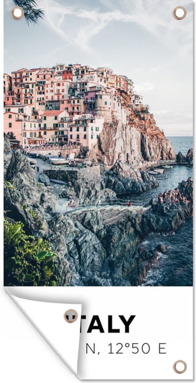 Schuttingposter Cinque Terre - Italië - Amalfi - Zee - 100x200 cm - Tuindoek